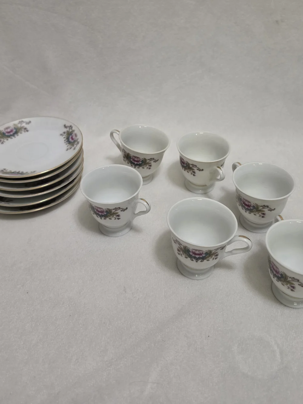 ​Vintage Liling Porcelain Espresso Demitasse Cup Saucer Set 6 Pcs Floral China C